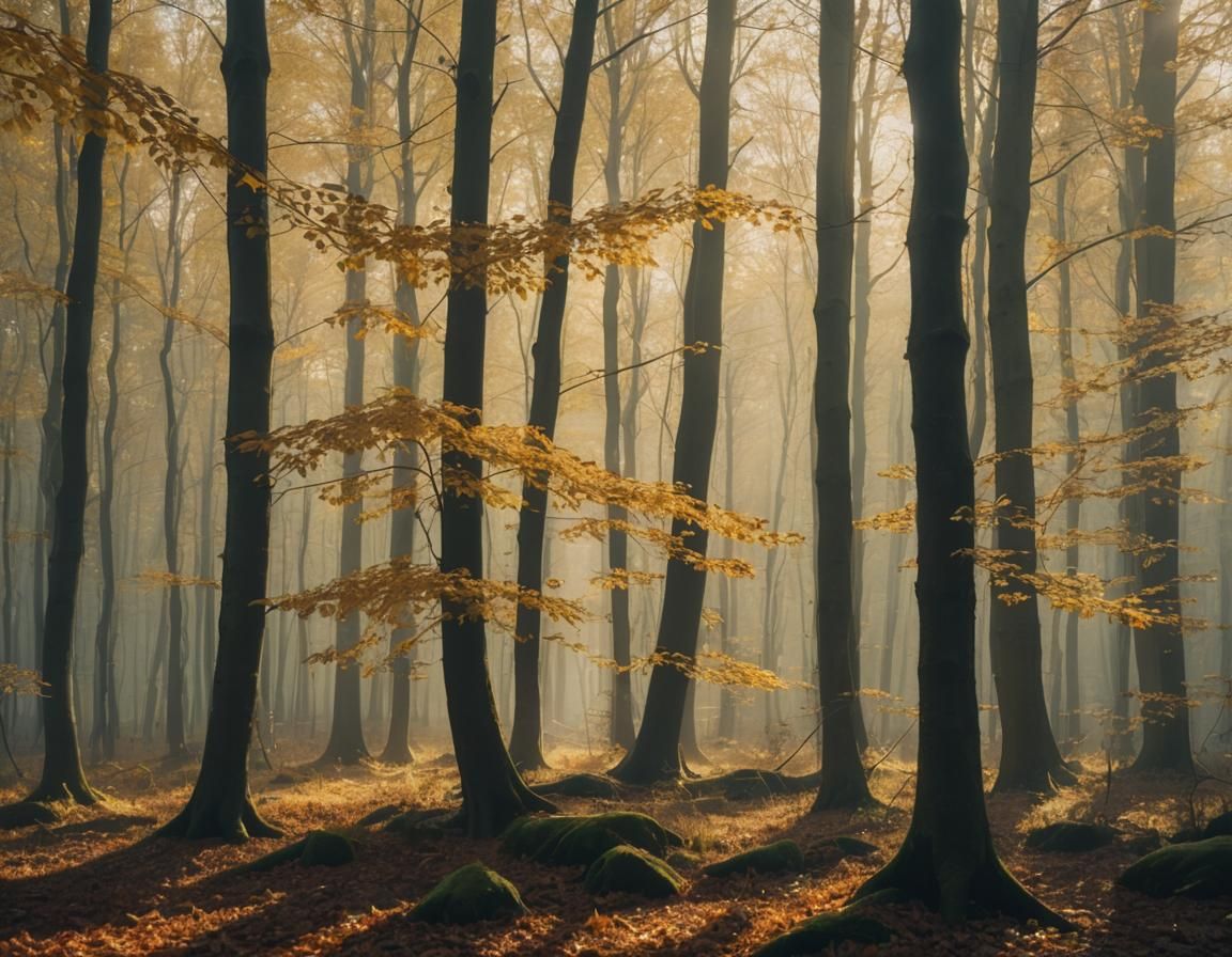 Golden Autumn Forest in Cinematic Style