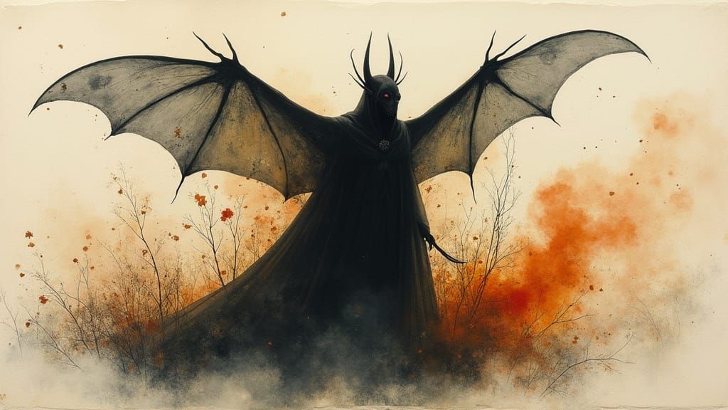 Diabolical Malevolent Creature in Encaustic Watercolor