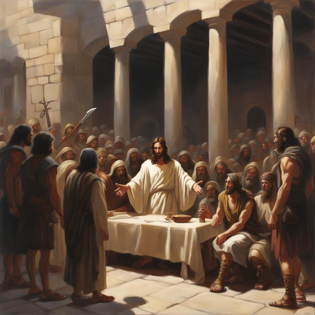 jesus in the courtyard of the temple
