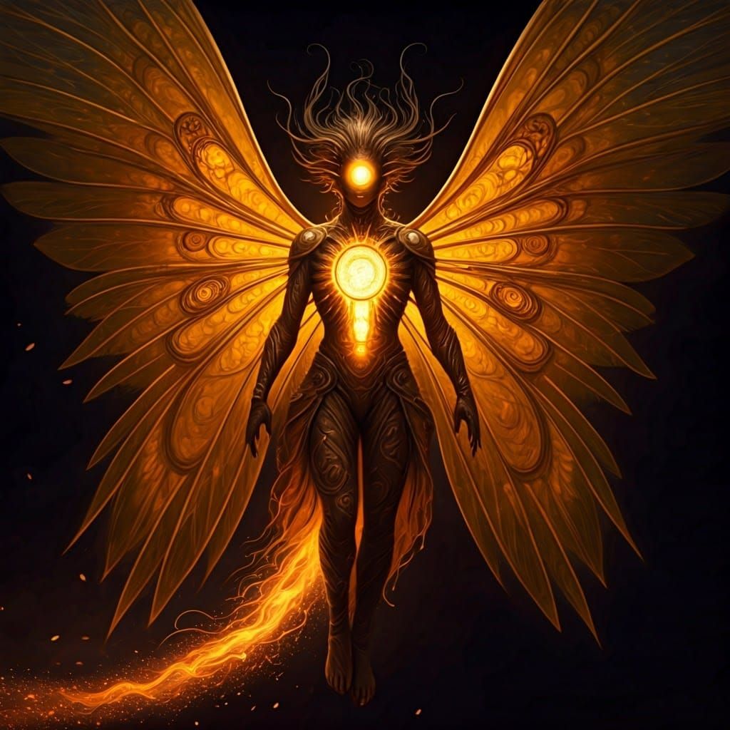 Clockwork Fairy with Golden Wings and Sundial Eyes