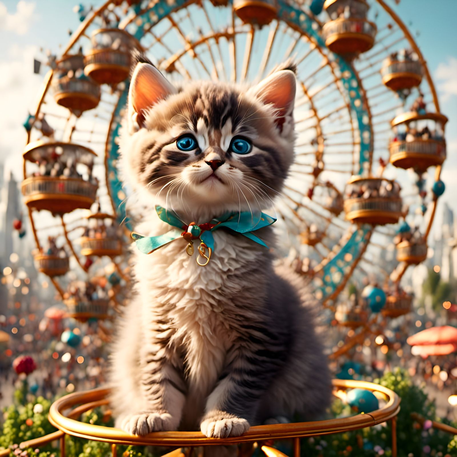 Kittens at a Carnival Ferris Wheel