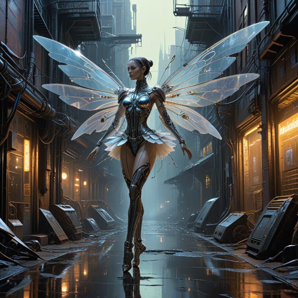 Cyborg Fairy in Industrial Futurism