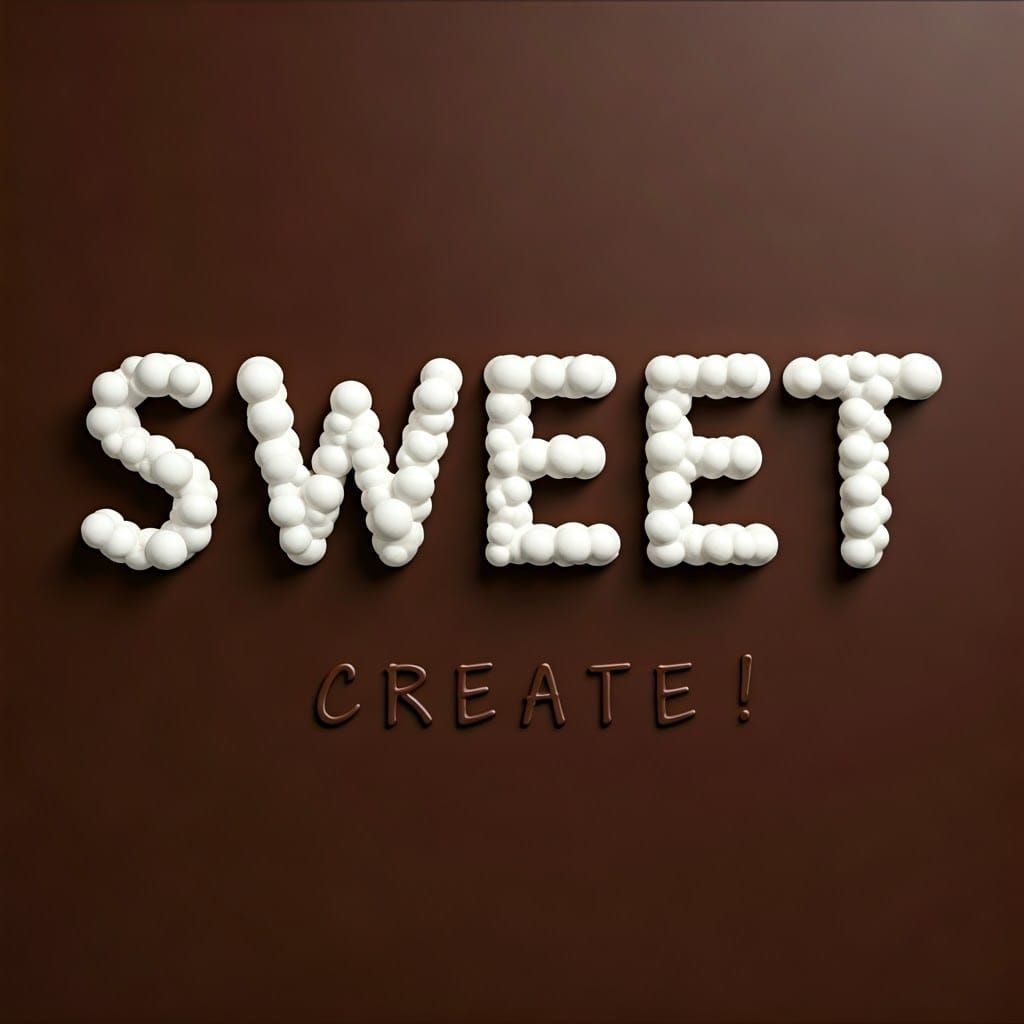 Sweet: White Chocolate Word Art in 4K