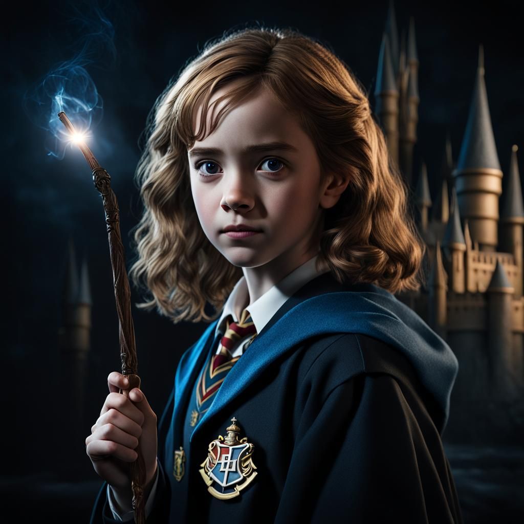 Hermione Granger Portrait with Elder Wand in Hogwarts