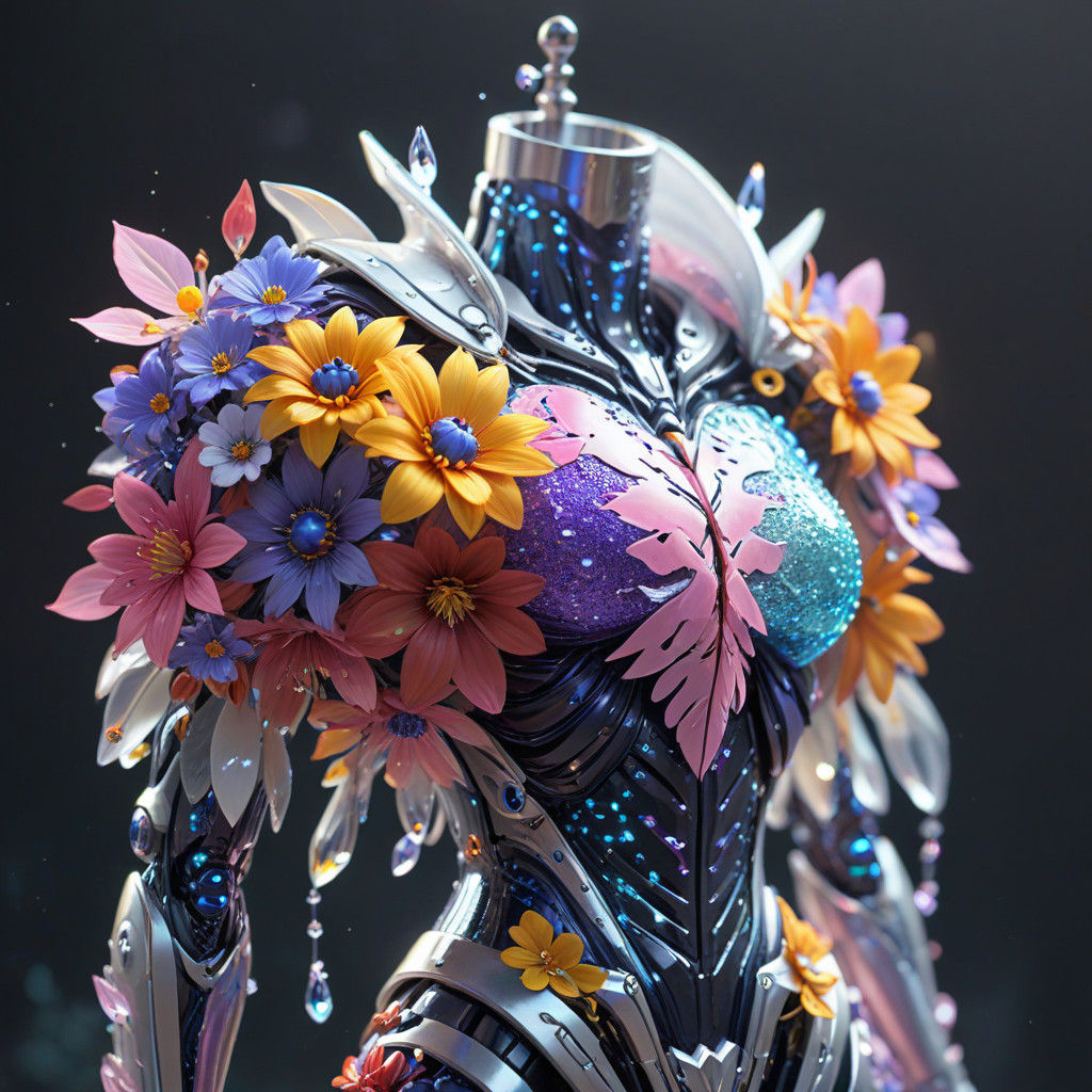 Vibrant Anime Heart in Delicate Bloom