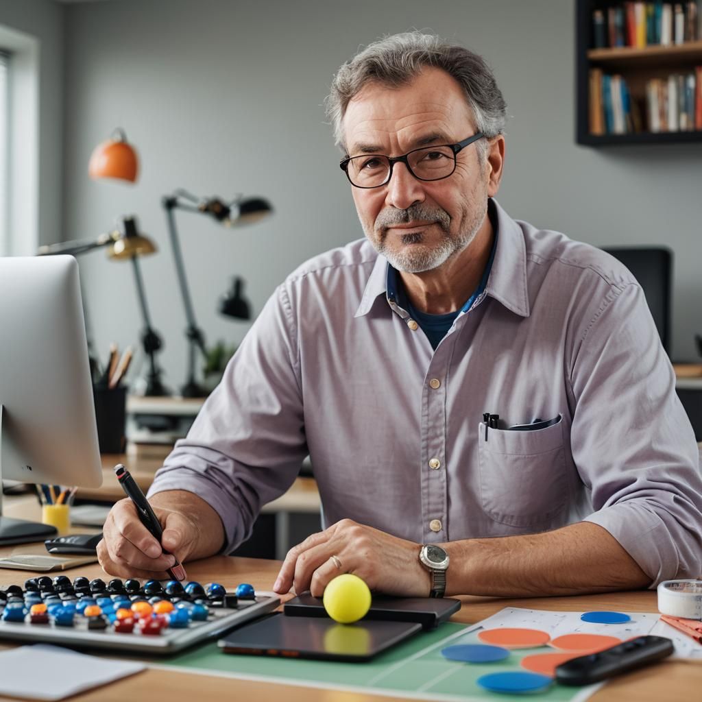 Boomer Home Office Close-Up Portrait, Canon EOS Style