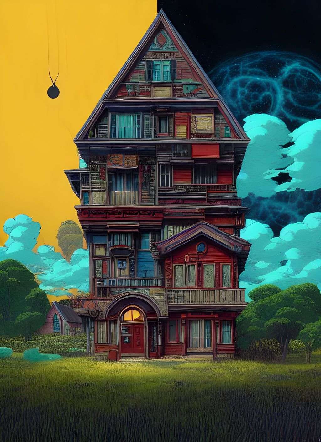 Surreal Ghost Portrait in Vibrant Album Art Style