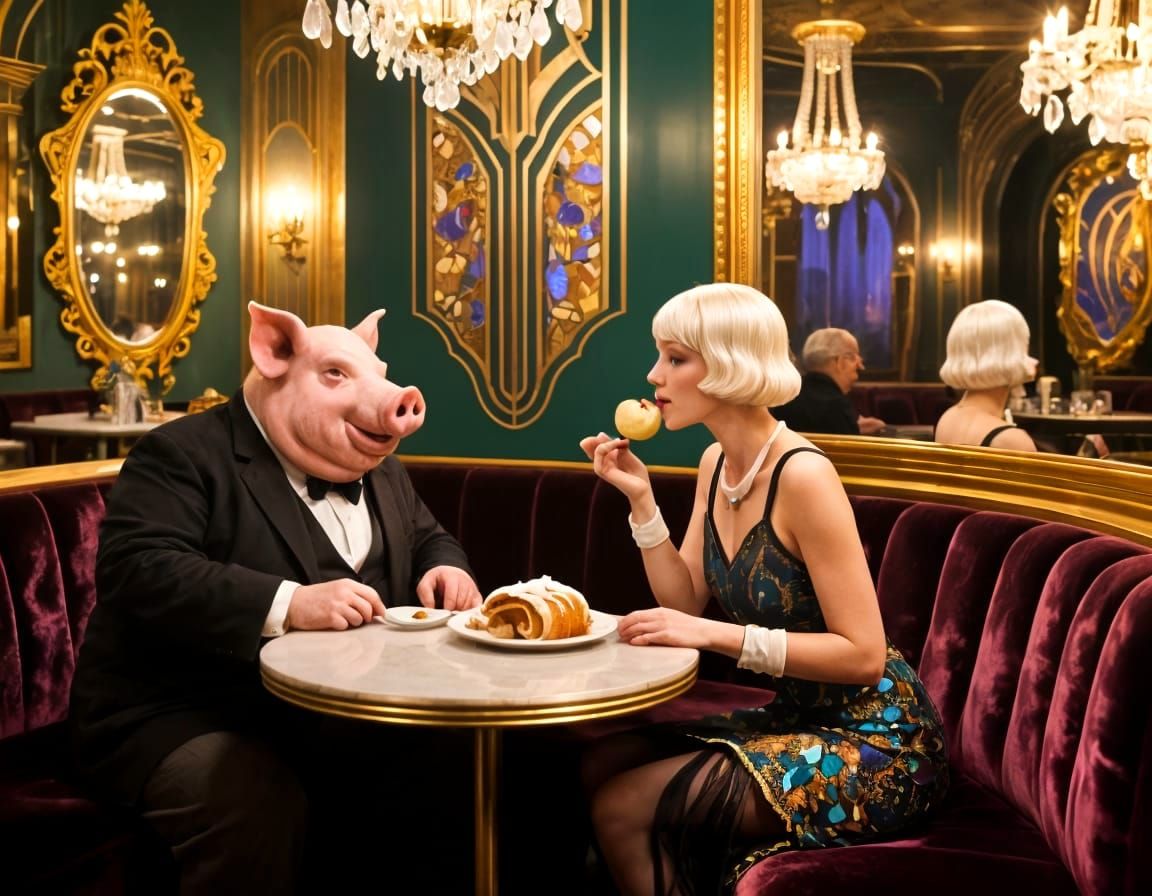 Art Deco Viennese Coffee House with Enchanting Glow