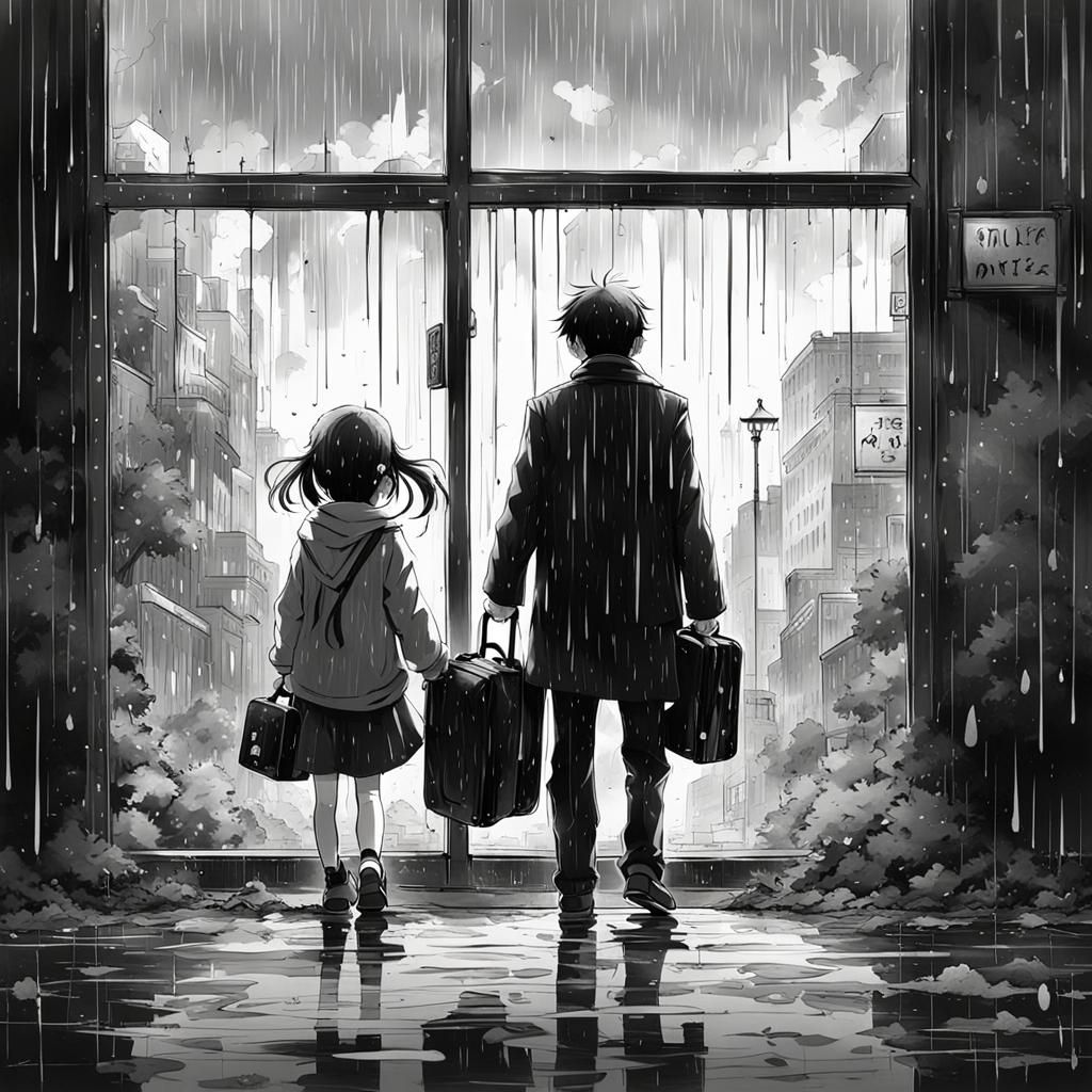 Heartbreak: Girl Watches Man Leave in the Rain