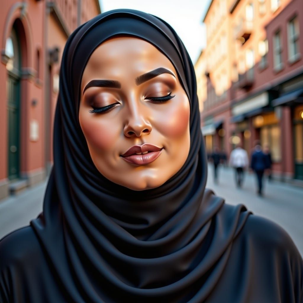 Beautiful Hijabi Woman in a Cozy Urban Setting