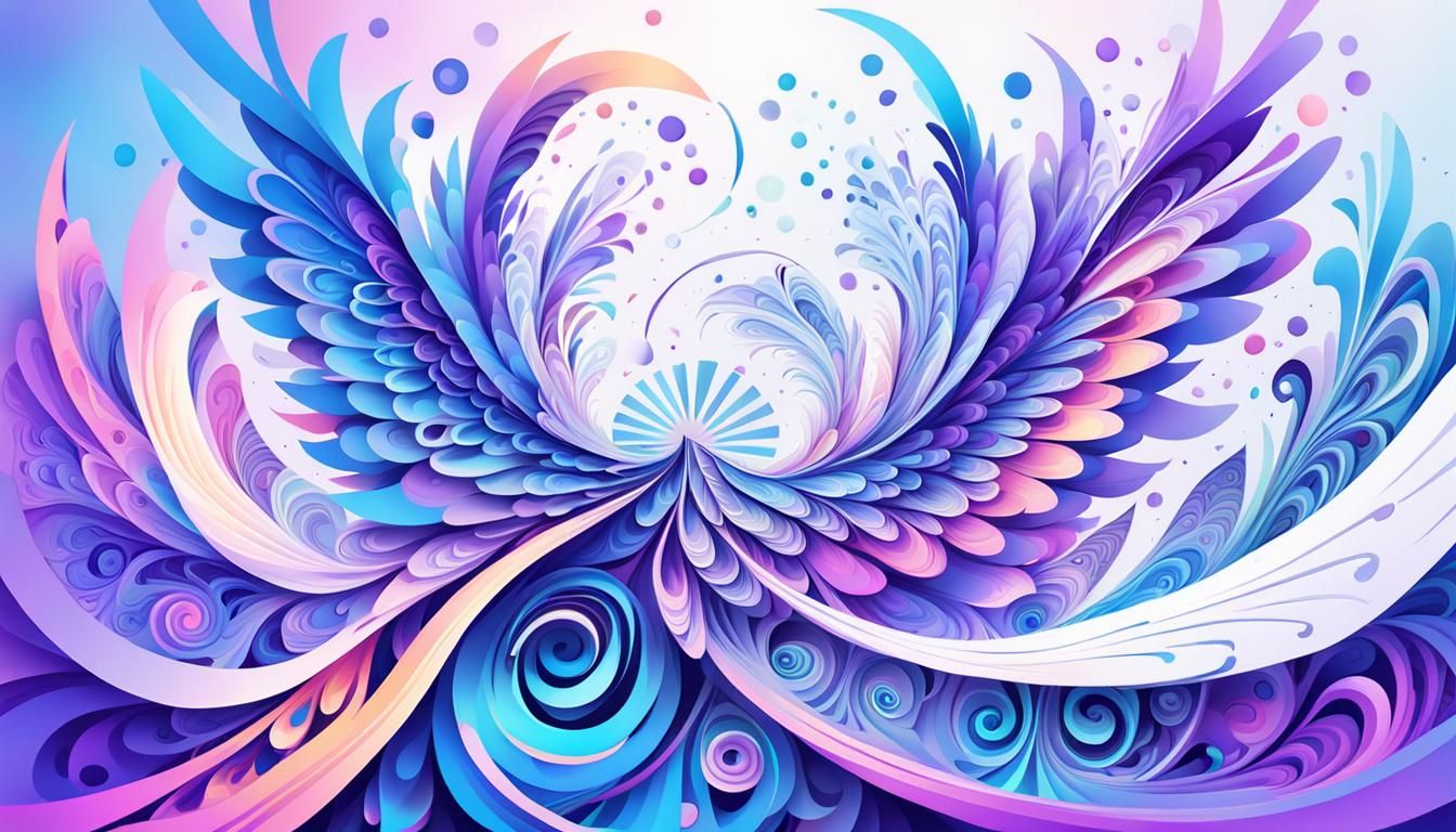 Abstract Vector Wings Unfolding in Psychedelic Style
