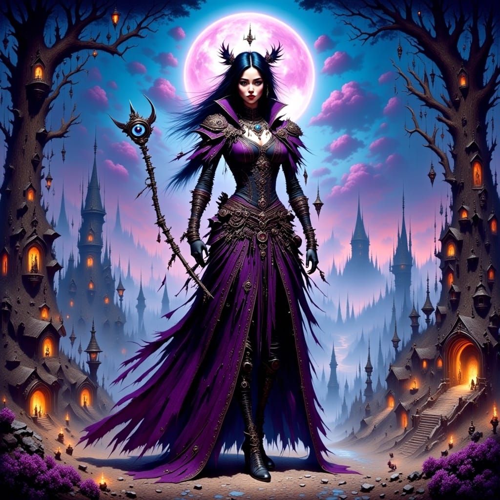 Mystical Woman in Fantasy Landscape: Digital Art