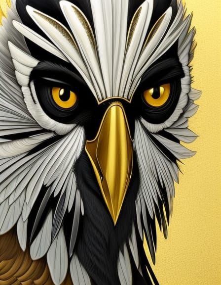 Elegant Harpy Eagle Princess in Art Nouveau Style