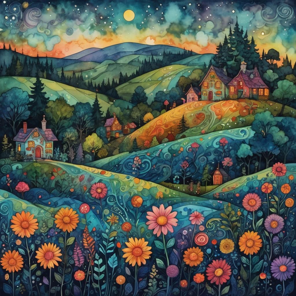 Samodivi Dance in Watercolor Abstract Wonderland