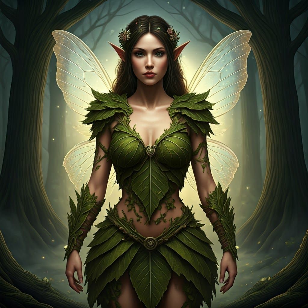 Warrior Fairy in Moonlit Forest: Digital Art