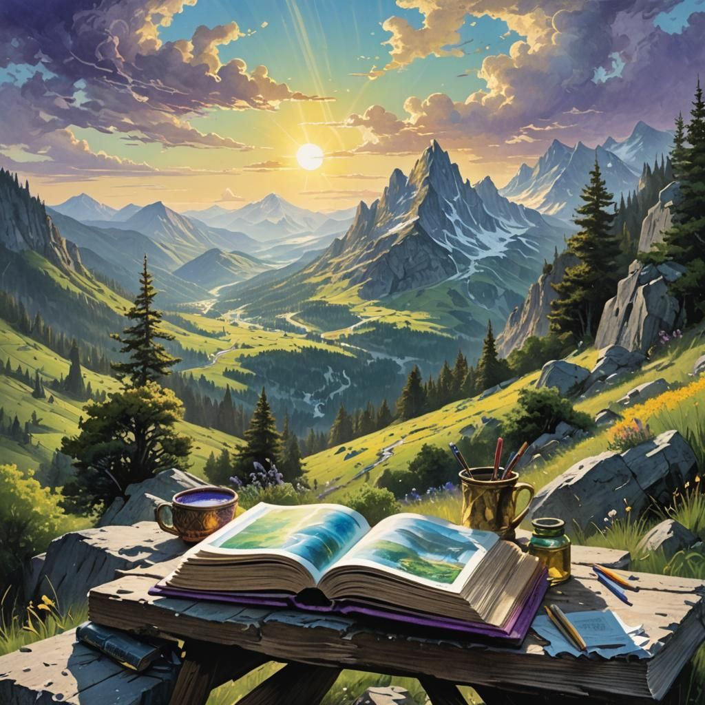 Mountain Landscape Travel Magazine Cover Art