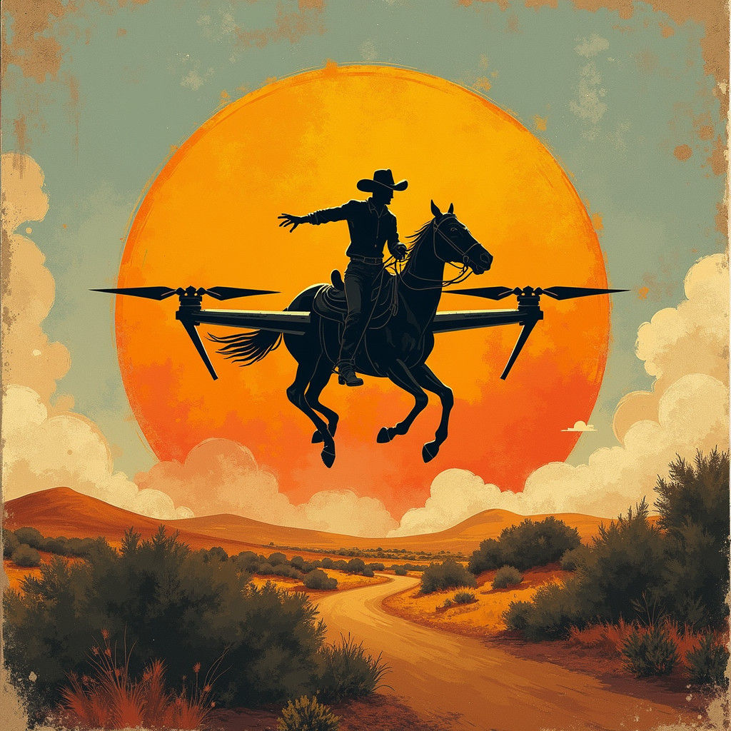 Drone Rodeo Logo in French Artistic Styles