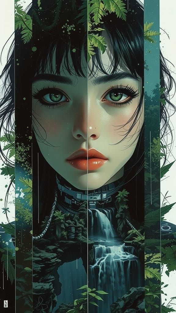 Mysterious Rain Forest Goddess in Dramatic Double Exposure