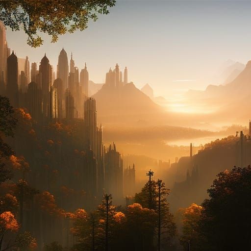 Hyperrealistic City Lights in Dark Fantasy Style