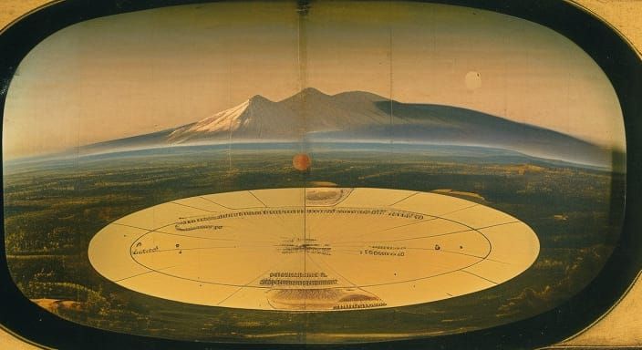 Flat Earth with Mt Meru in Cartographic Style