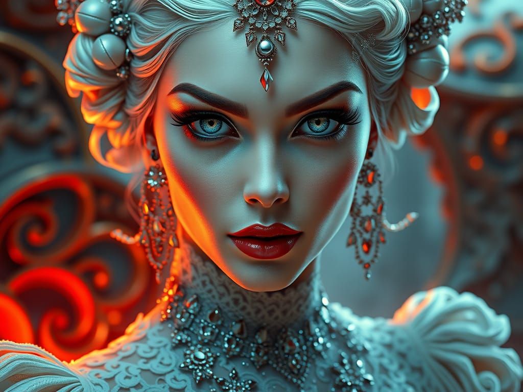 Regal Woman in Futuristic Luxury