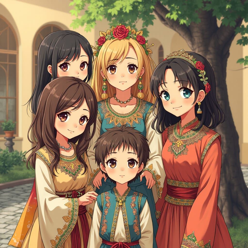 Ukrainian Youth in Anime Style Digital Illustration