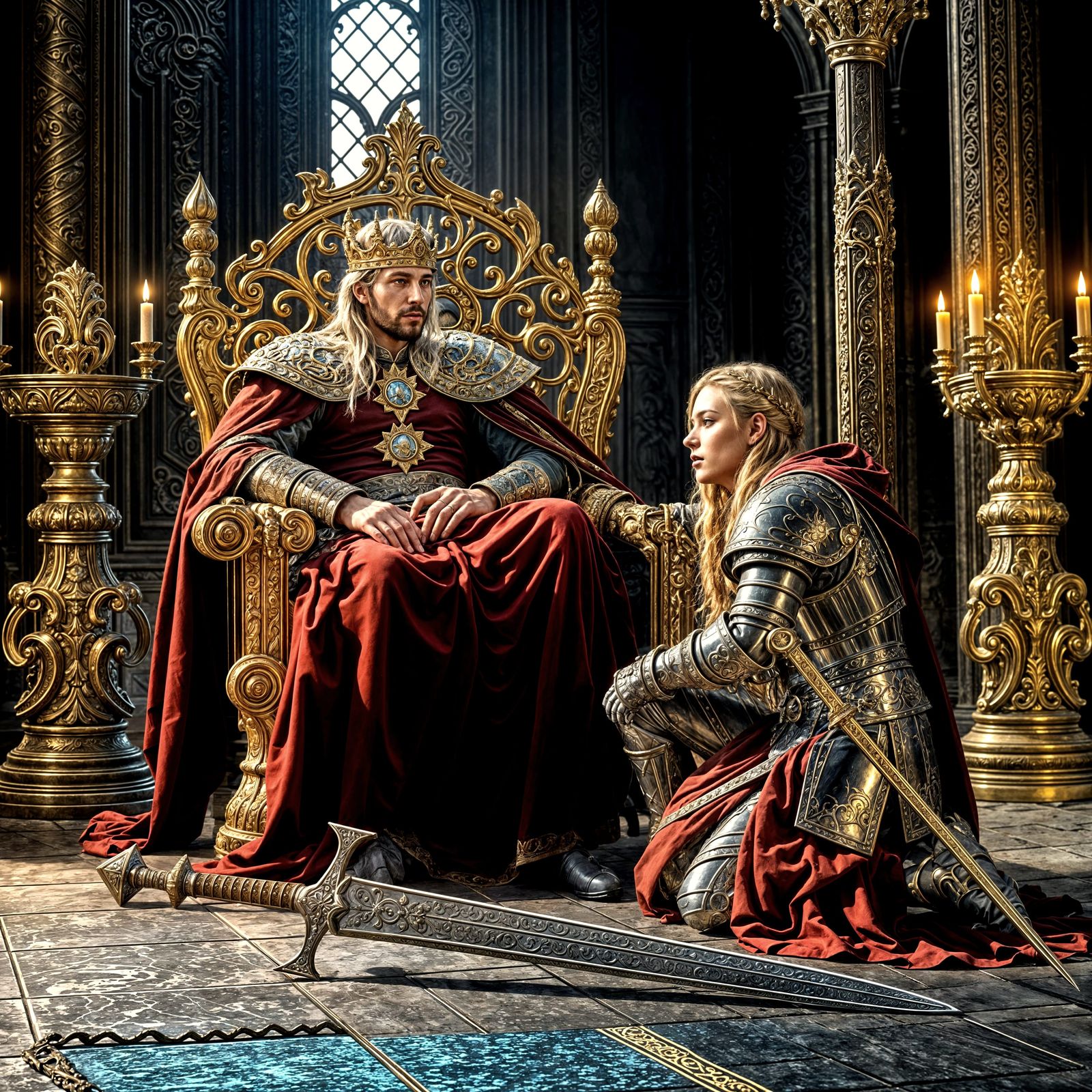 King Arthur in Regal Splendor, Seeking Forgiveness from Lanc...