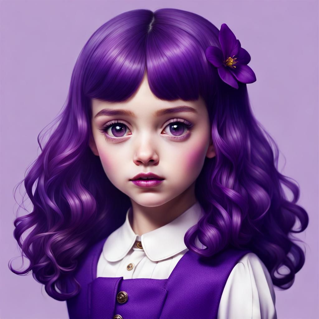 Violet Flower as a Girl: Stylized Portrait