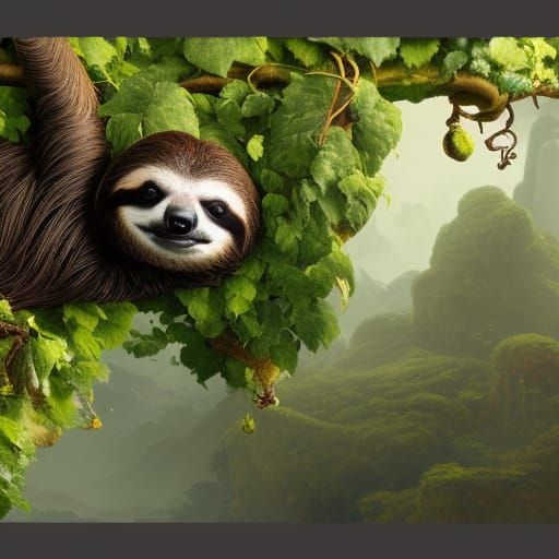 Sloth in Teacup: Detailed Fantasy Concept Art