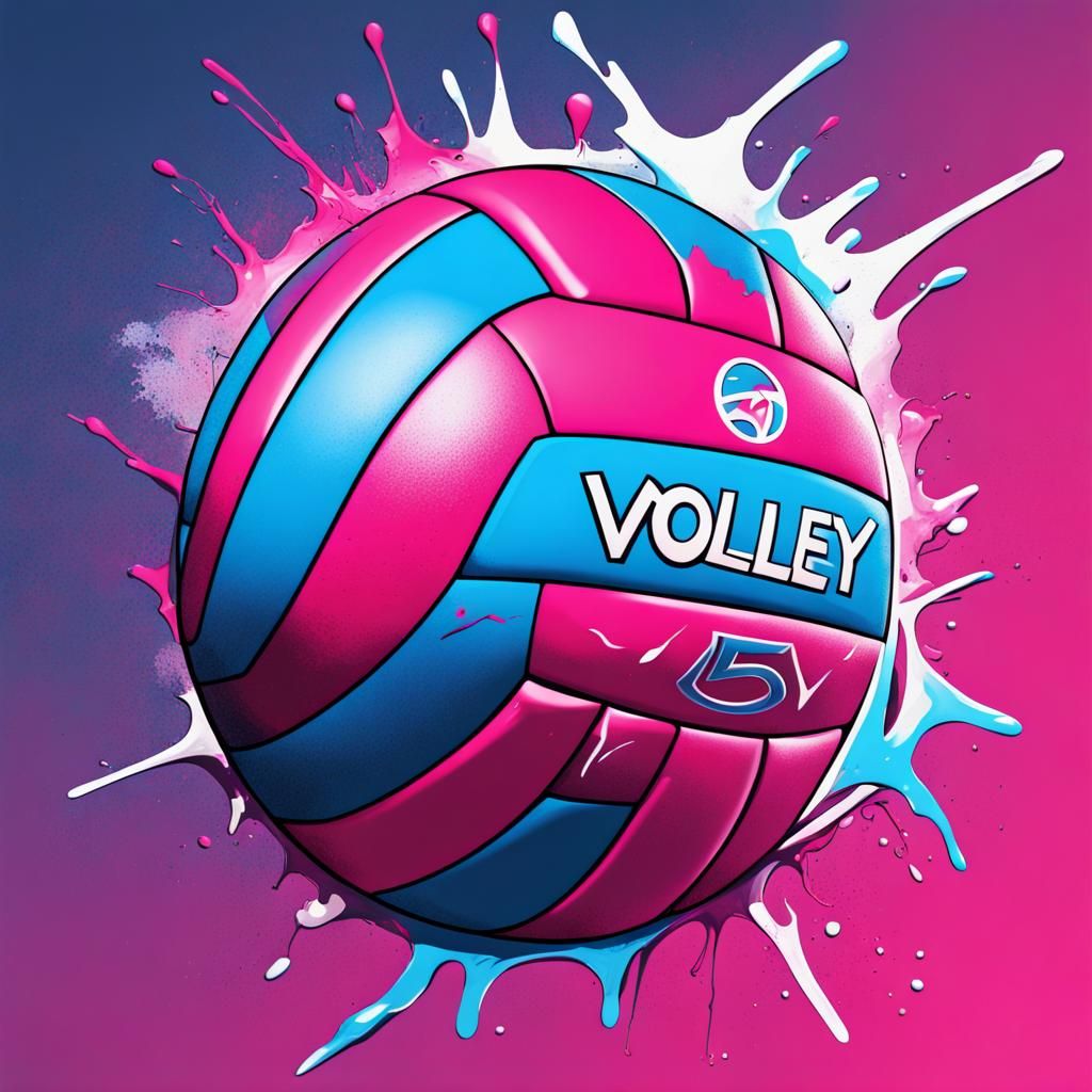 Team 5 Volleyball Logo in Graffiti Art Style