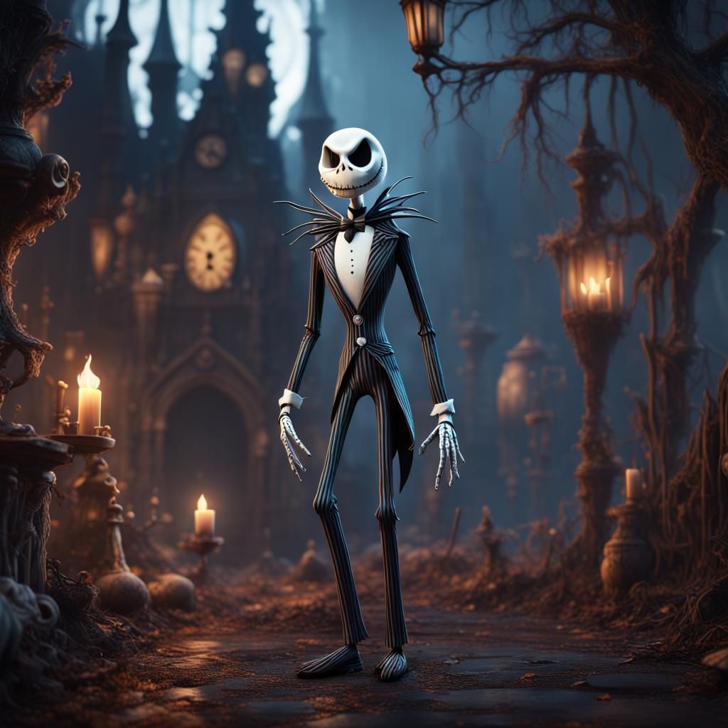 Jack Skellington Detailed Matte Painting in Deep Color