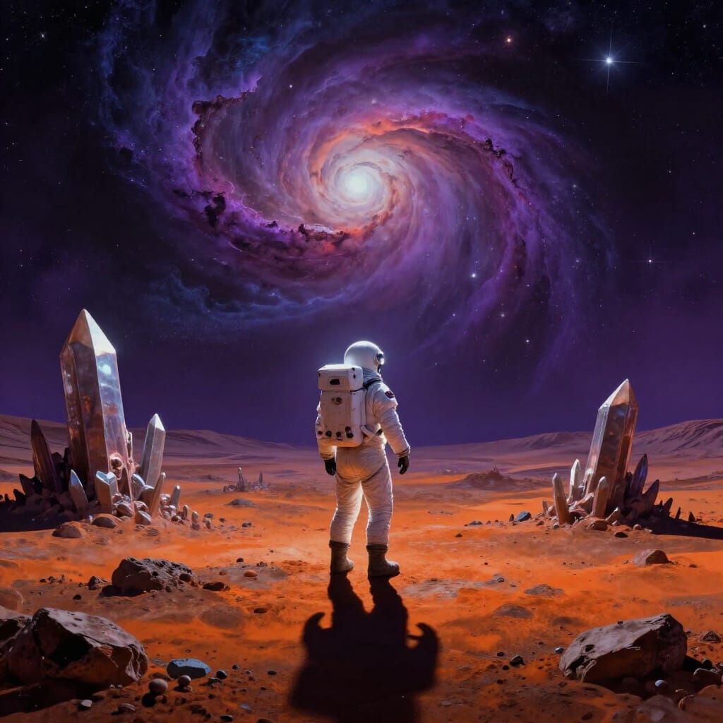Astronaut Gazes at Alien Nebula in Sci-Fi Art Style
