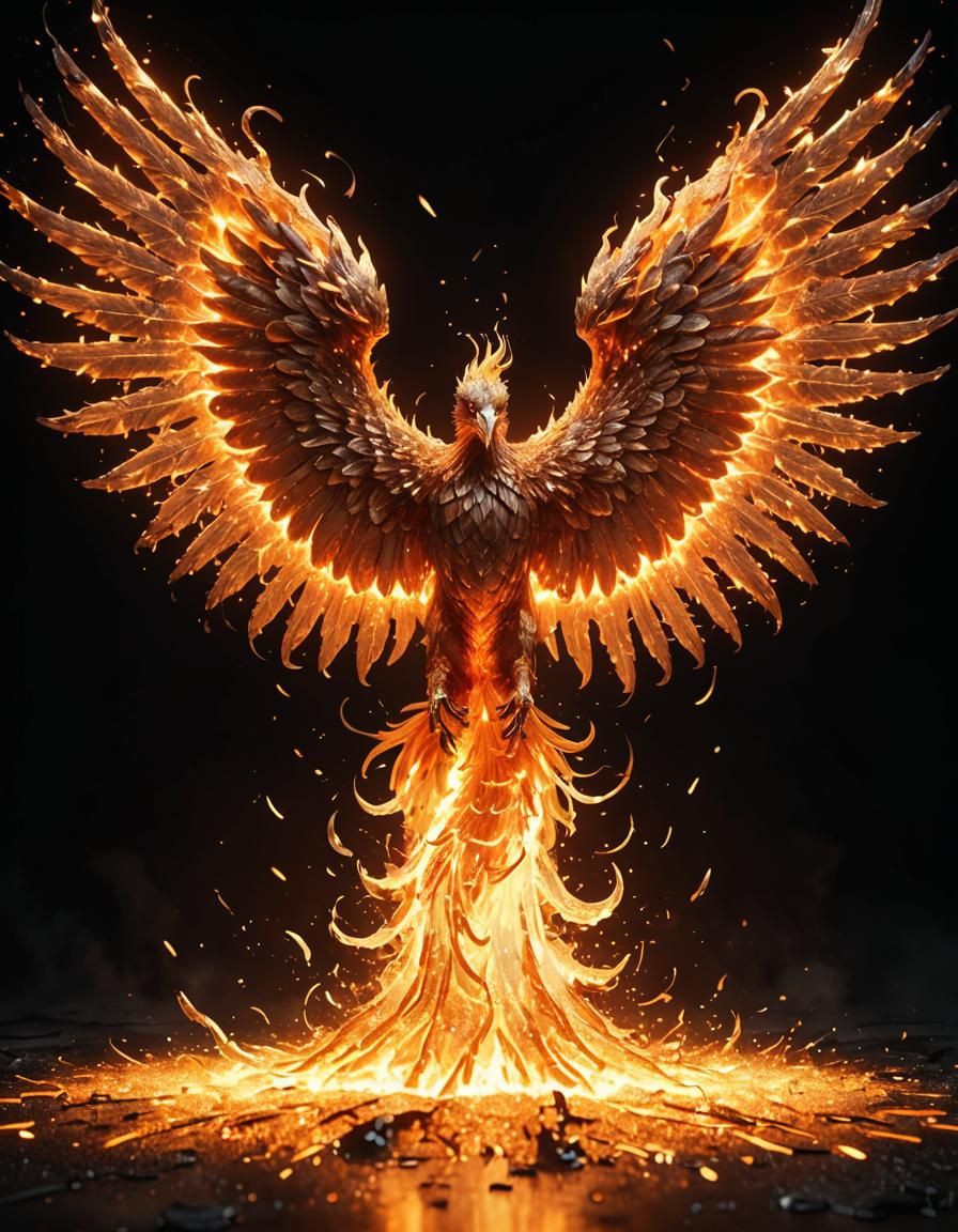Molten Metal Phoenix in Fiery 3D Rendering