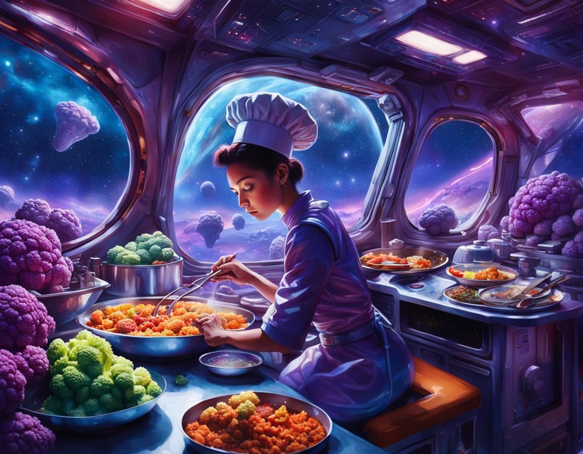 Hyper-Realistic Sci-Fi Masterpiece: Futuristic Chef in Infin...