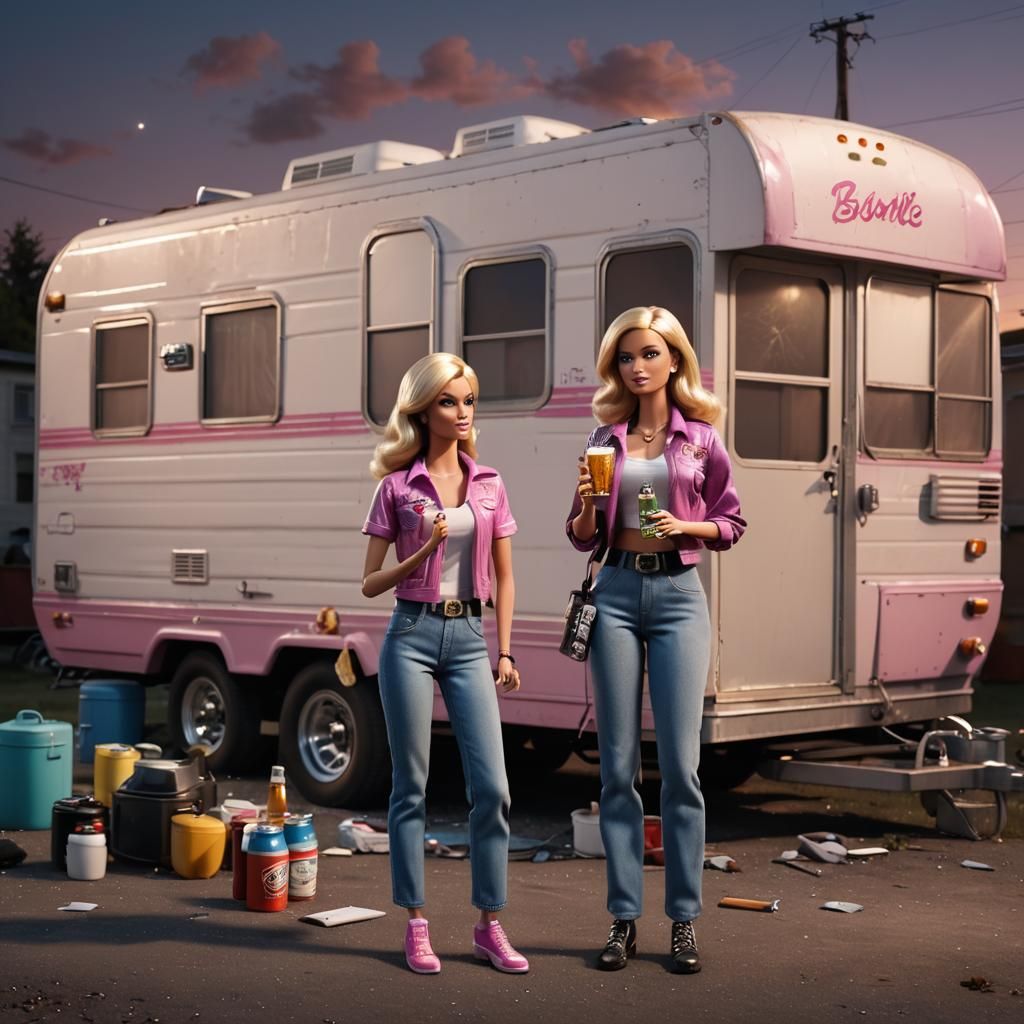Trailer Park Barbie: Detailed Digital Art Portrait