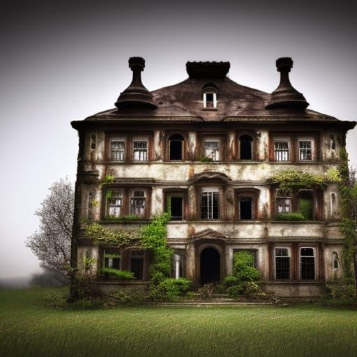 Spooky Abandoned Manor in Ancient Forest