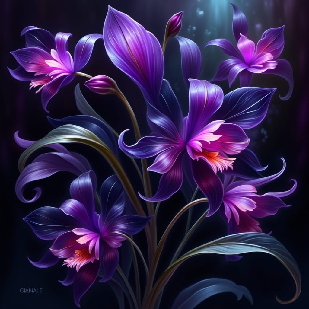 Ethereal Black Orchid Blooms in Vibrant Hues