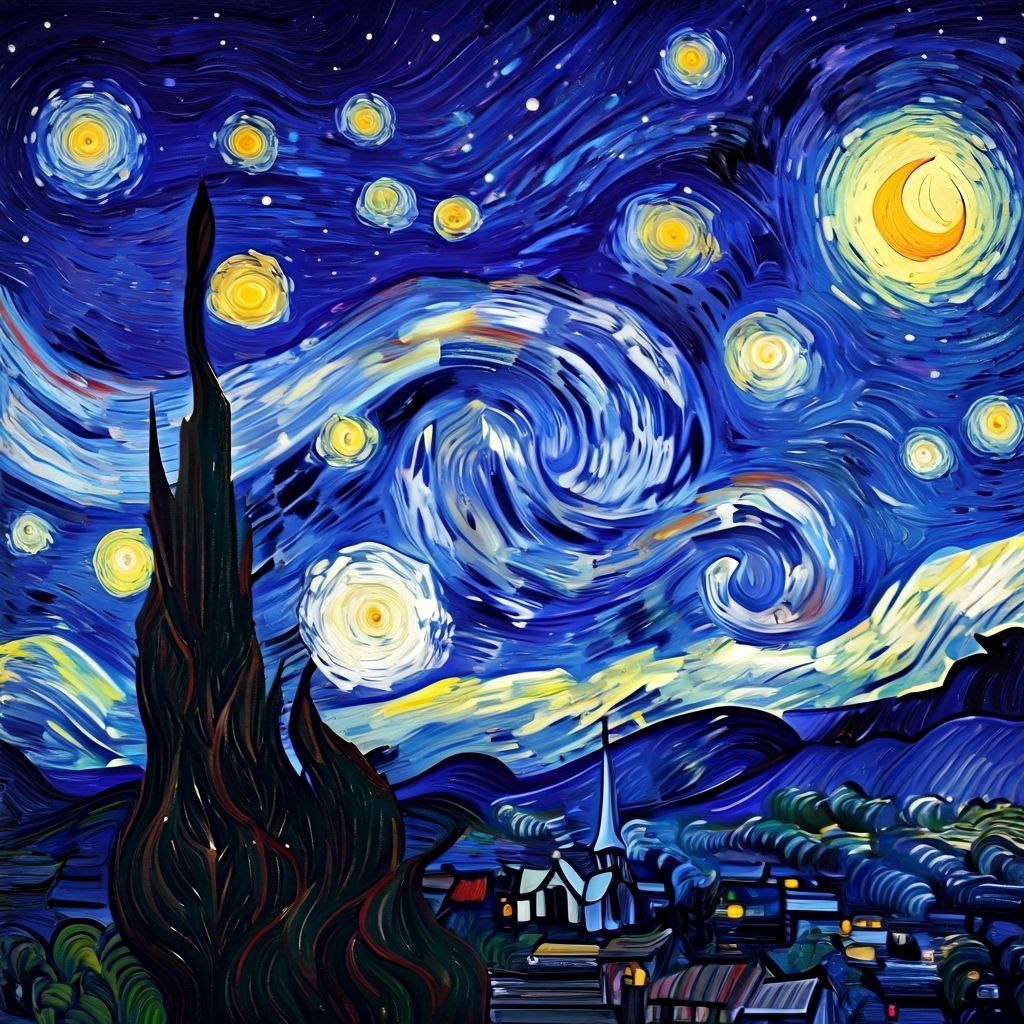 Starry Night Sky in Dreamy Impressionist Style
