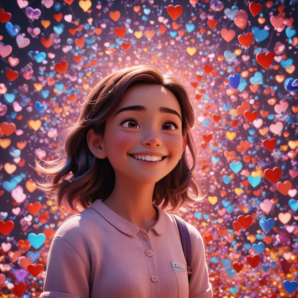 Girl in Love: 3D Digital Art with Disney Influence