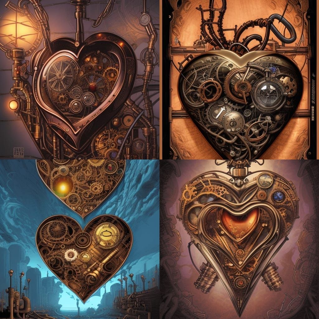 Steampunk Heart in Comic Book Art Style