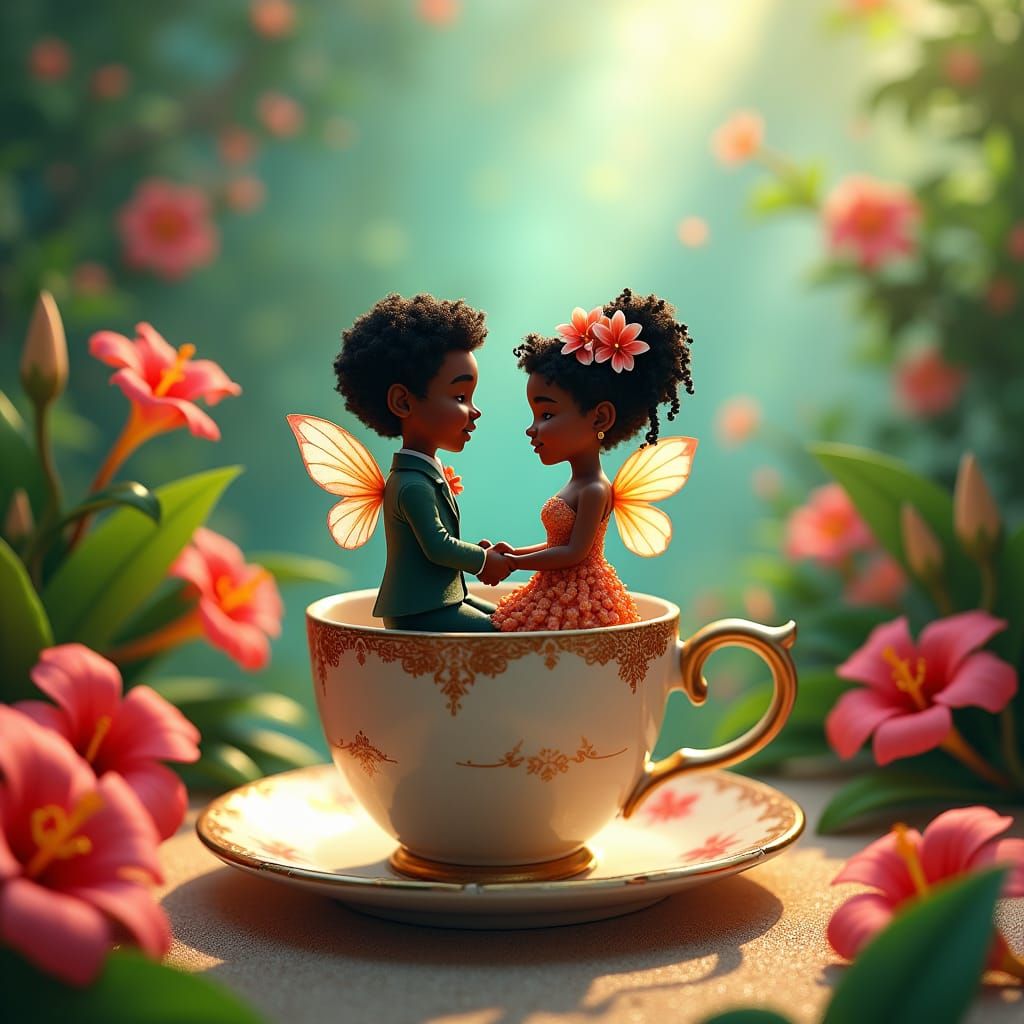 Caribbean Fairy Wedding on Teacup Rim