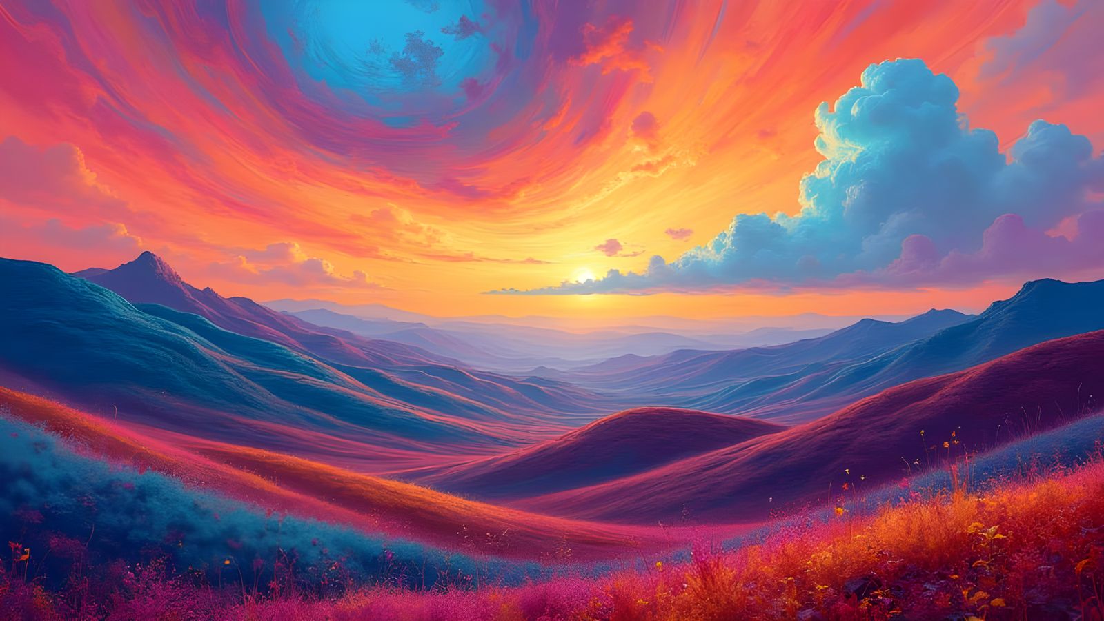 Vibrant Landscape in Abstract Expressionist Style