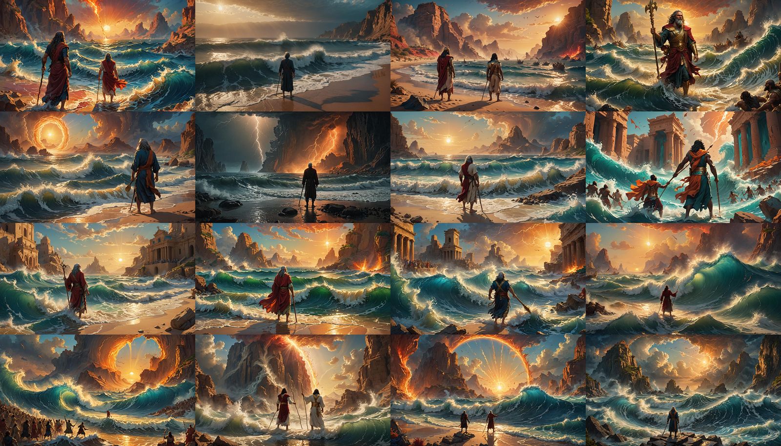 Moses Parting the Red Sea in Detailed Matte Painting