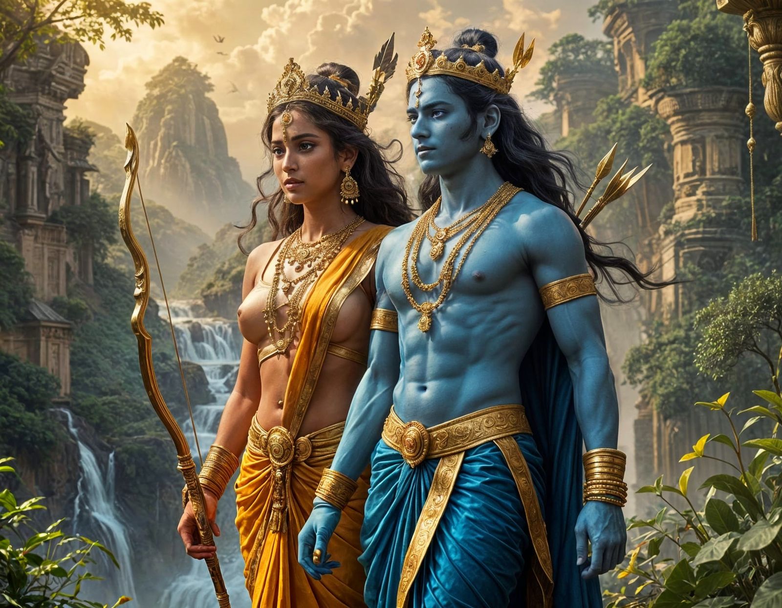 Lord Rama and Sita in Divine Splendor