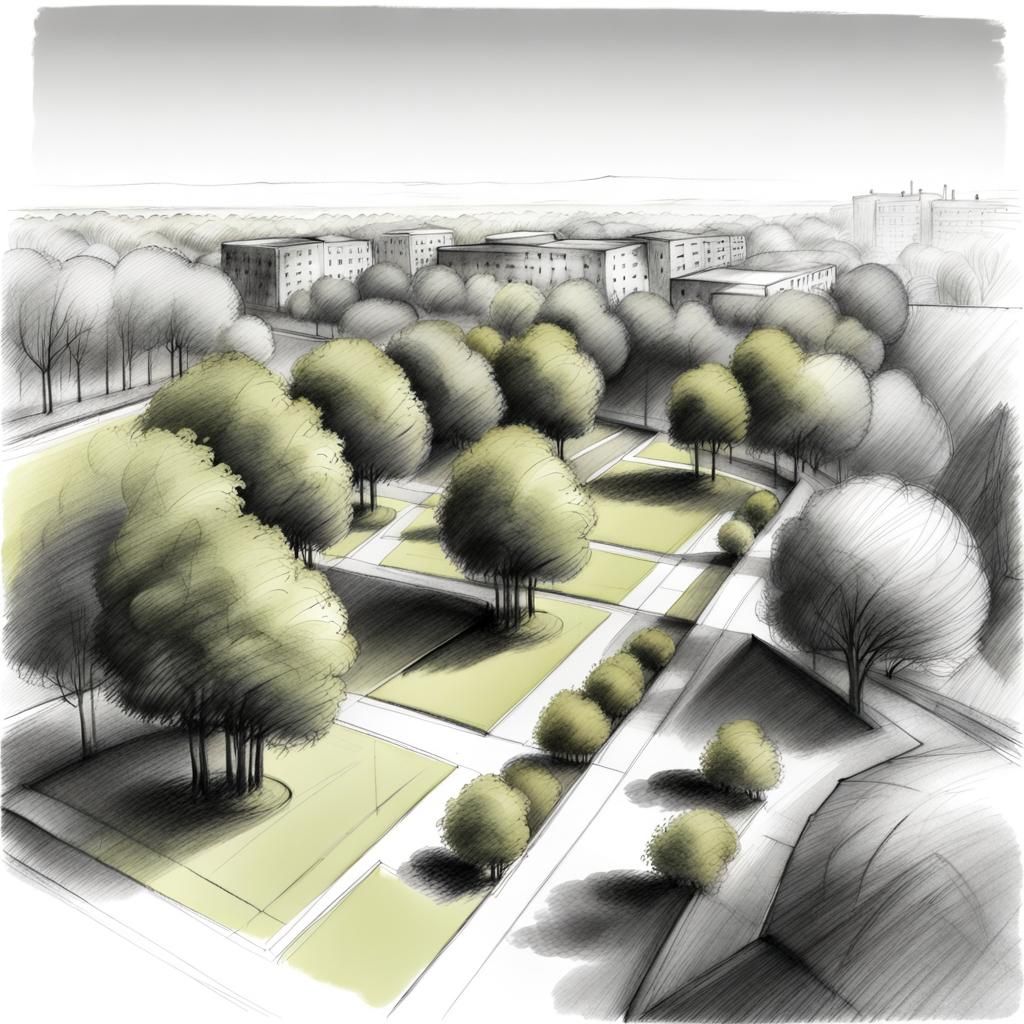 Ecological Park Sketch in Cold Colors