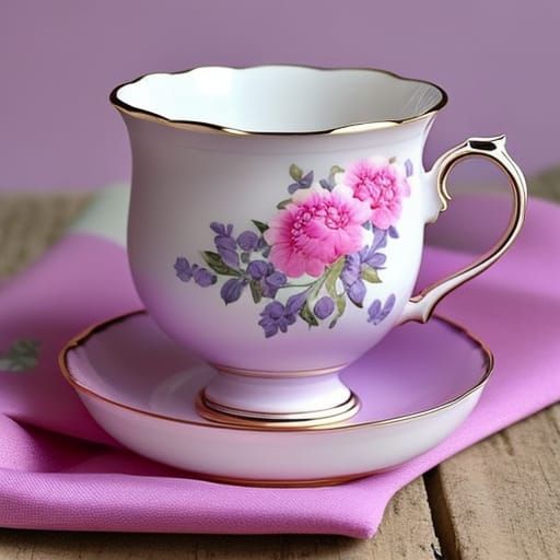 Antique Peony Teacup in Royal Albert Style