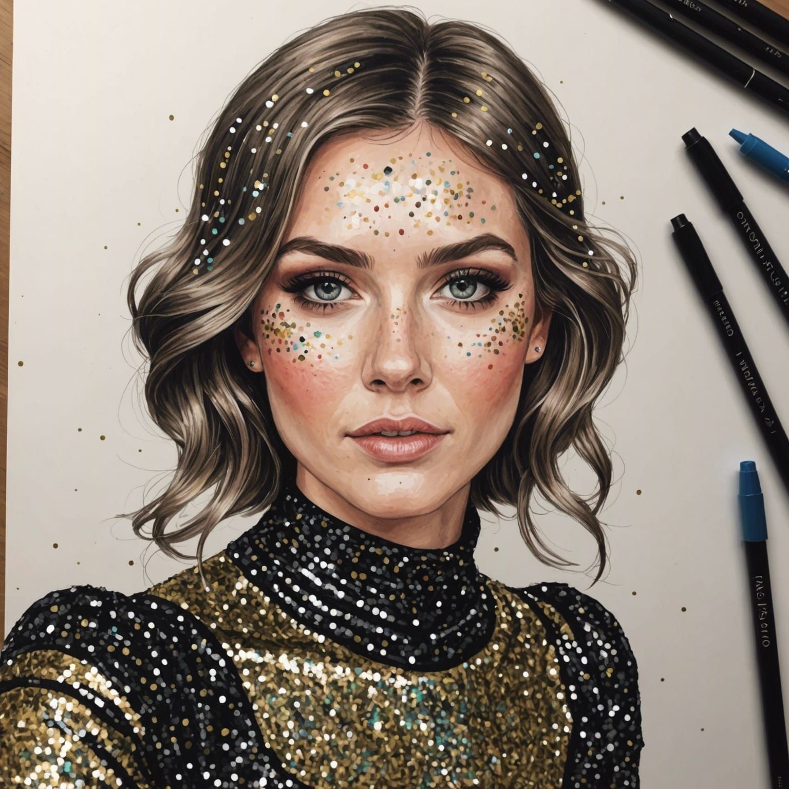 Glittery Self-Portrait: A Sparkling Drawing
