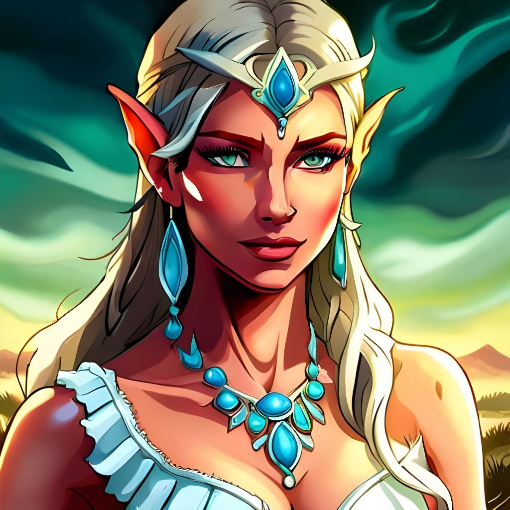 Gorgeous Elf Woman Portrait in Forest Setting