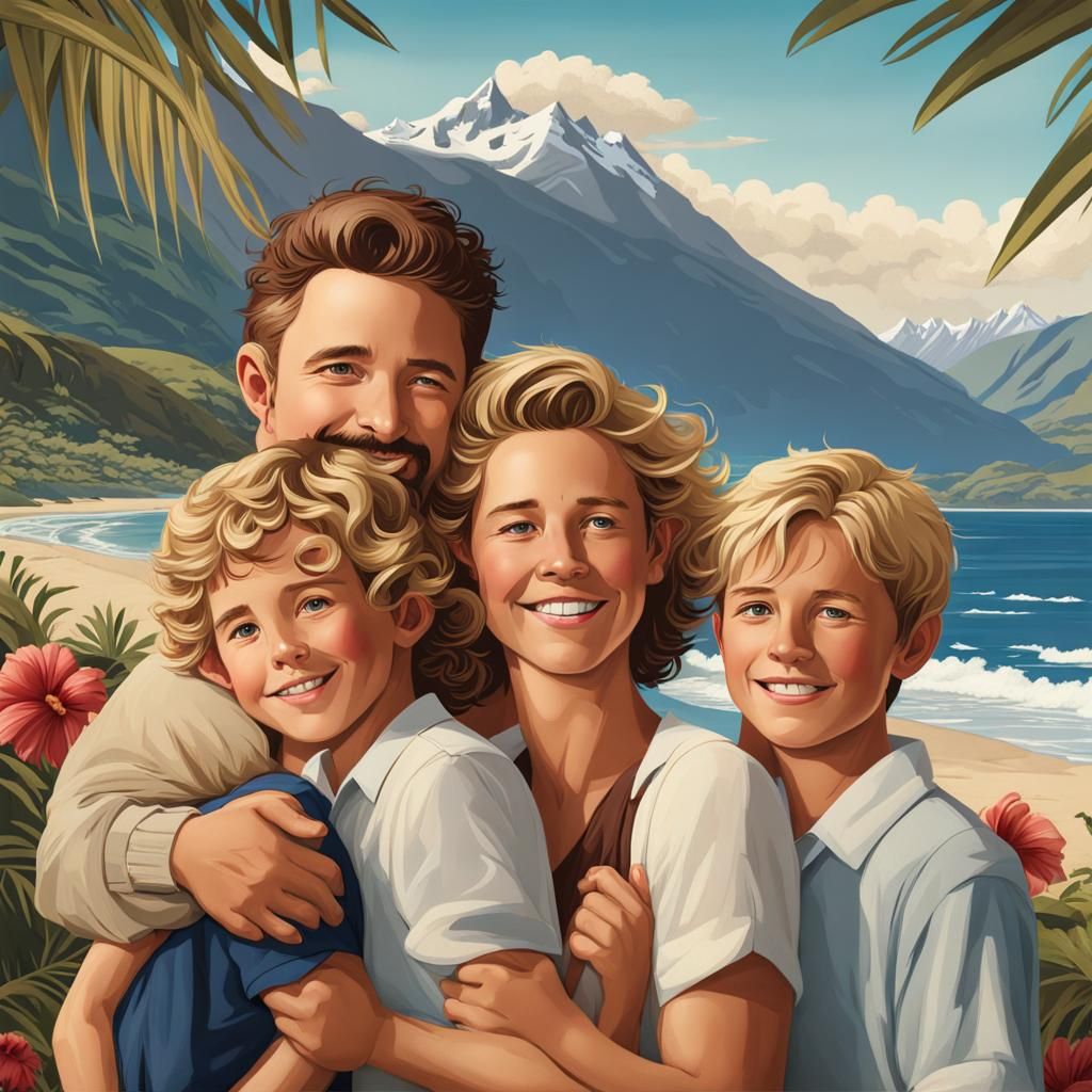 Family Portrait on New Zealand Beach