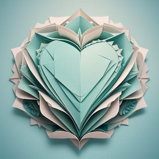 Surreal Heart in Origami Art Style